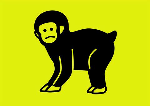 猿注意 猿,サル,注意,警戒,危険,シンプル,かわいい,デフォルメ,イラスト,挿絵のイラスト素材