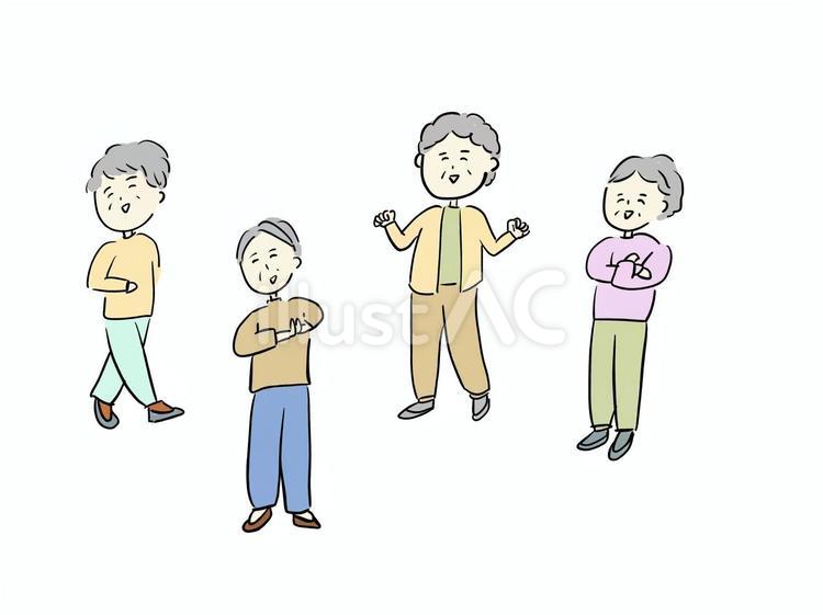 シニアのみんなで体操 シニア,体操,運動のイラスト素材
