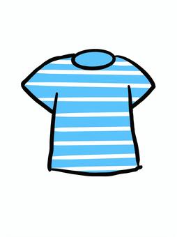 イラスト（Tシャツ） tシャツ,青,水色,ポップ,ボーダーのイラスト素材