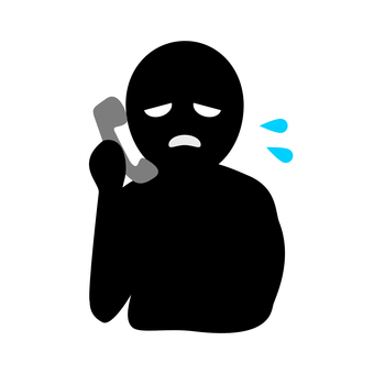 詐欺電話したけど焦る詐欺師 オレオレ詐欺,シルエット,詐欺,電話,受話器,振り込め詐欺,詐欺師,犯人,人物,犯罪のイラスト素材