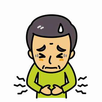 シニア男性　腹痛 腹痛,高齢者,胃痛,病気,痛み,症状,食あたり,食中毒,お腹,さしこみのイラスト素材