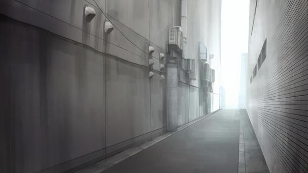 人気のない路地裏　背景イラスト 路地裏,裏道,裏路地,抜け道,生活道路,裏通り,路上裏,路地,小道,細道のイラスト素材