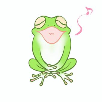 カエルのうた カエル,両生類,アマガエル,かわいい,雨,草むら,跳ねる,跳躍,蛙,ペットのイラスト素材
