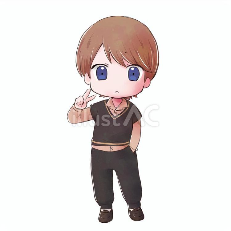 ピースをしてる男の子 男の子,男性,キャラクターのイラスト素材