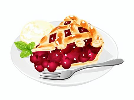 チェリーパイ4 チェリーパイ,パイ,ピース,スイーツ,料理,食べ物,さくらんぼ,アイスクリーム,ミント,皿のイラスト素材