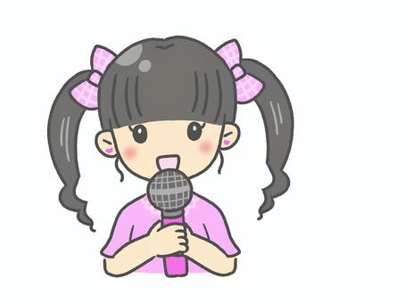 アイドルの女の子 アイドル,推し活,推し,女の子,ピンク,歌う,マイクのイラスト素材