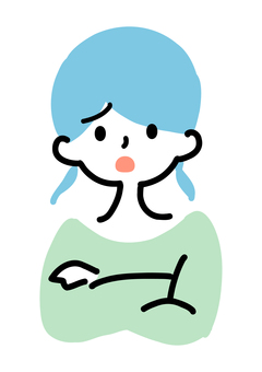 ため息をつく女性 女性,ため息,不満,悲しい,しょんぼり,がっかり,落ち込む,意気消沈,シンプル,ラフタッチのイラスト素材