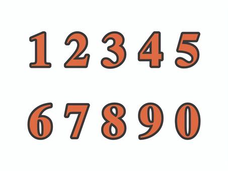 数字（黒縁）03-02 数字,ナンバー,番号,オレンジ,縁,セット,アイコンのイラスト素材