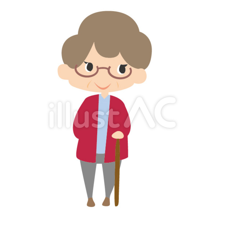 おばあさん おばあさん,眼鏡,杖のイラスト素材