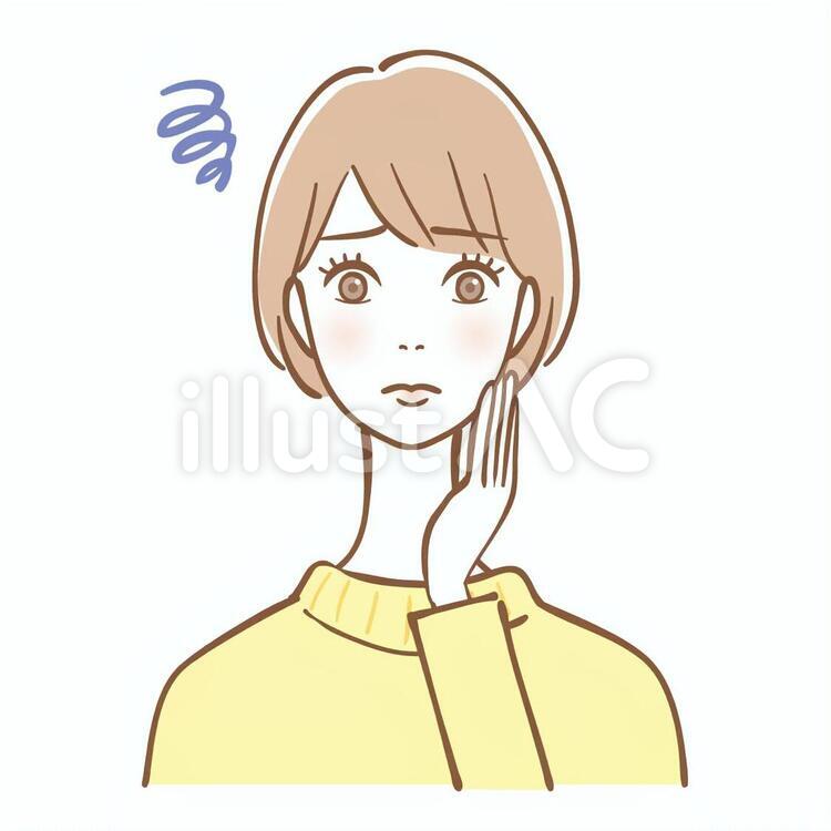 女性5　悩み　不満 女性,イラスト,悩みのイラスト素材