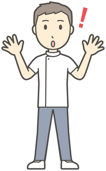  理学療法士男-157-全身 気づく,理学療法士,整体師,白衣,医療,病院,柔道整復師,カイロプラクティック,鍼灸師,マッサージ師のイラスト素材