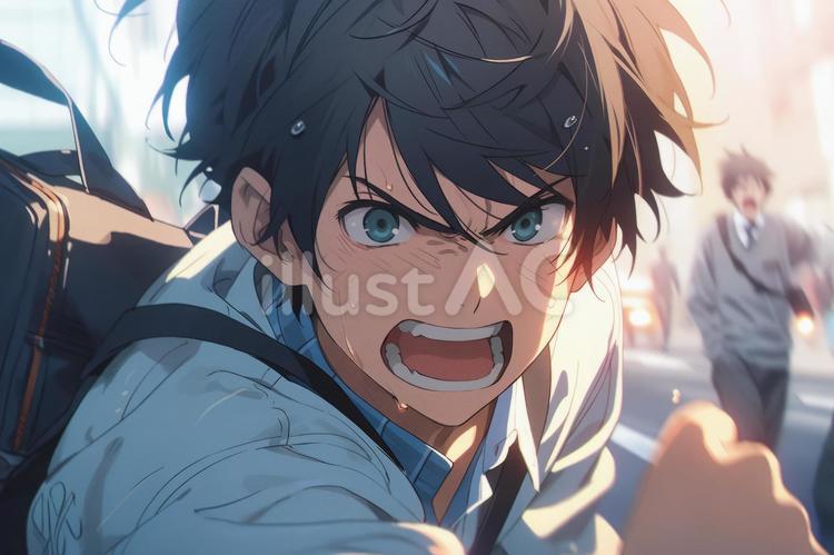 怒る男子学生 男の子,男性,顔のイラスト素材