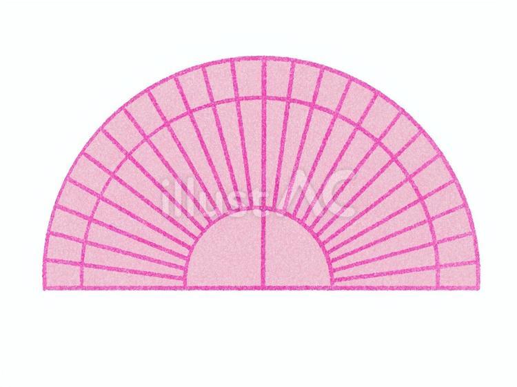 色鉛筆風の文房具　分度器　ピンク 分度器,定規,文房具のイラスト素材