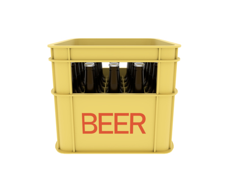 黄色のビールケースとビール ビールケース,ケース,ビール箱,入れ物,3d,cg,瓶ビール,黄色のイラスト素材