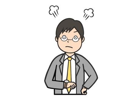 時間に待たされてイライラしている男性 時間,遅刻,時計,腕時計,遅れる,待つ,待たされる,イライラ,怒る,憤慨のイラスト素材