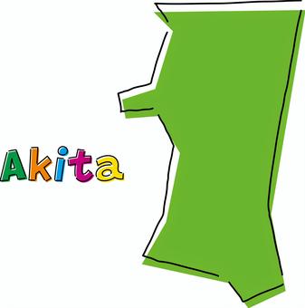 秋田　手描き風のシンプルな線画の地図  秋田,県,都道府県,手描き,フリーハンド,地域,地方,地図,ラフ,シンプルのイラスト素材