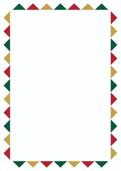 #3451クリスマス三角フレーム クリスマス,フレーム,枠,背景,飾り枠,シンプル,三角形,デコレーション,赤,緑のイラスト素材