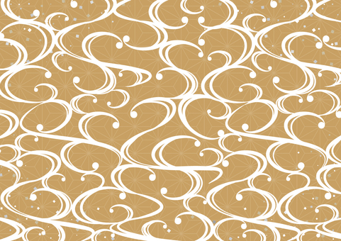 金色の和風の渦のイメージ背景素材 和風,和柄,曲線,渦,紙吹雪,金色,背景のイラスト素材