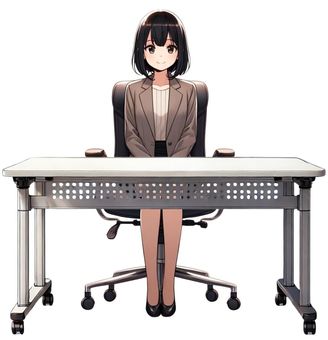 デスクに着席する女性4