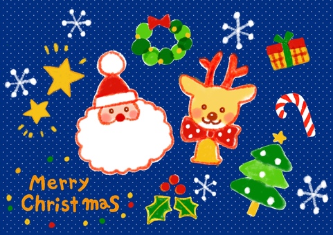 ゆるいクリスマス かわいい,手描き,クレヨン画,ほっこり,癒し,ほんわか,ゆるふわ,ふわふわ,園だより,保育のイラスト素材