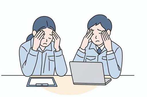 頭を抱える作業員 作業員,現場,トラブルのイラスト素材