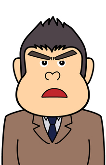 体育会系の会社員　不満　ゴリラ顔 サラリーマン,大男,体格,がっしり,ゴリラ,ゴリラ顔,男性,会社員,スーツ,体育会系のイラスト素材