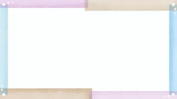 水彩フレーム/カラフルバー&ドット・5 水彩フレーム/カラフルバー&ドット・5 水彩,背景,フレーム,横長,淡い,ナチュラル,枠,にじみ,シンプル,壁紙のイラスト素材