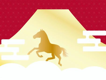 お正月背景 お正月,和風,午年,和柄,年賀状,年末年始,元旦,年賀,富士山,午のイラスト素材