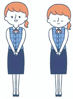 お辞儀するOLさん 人物,女性,会社員,仕事,ol,受付事務,オフィス,制服,お辞儀,お願いのイラスト素材