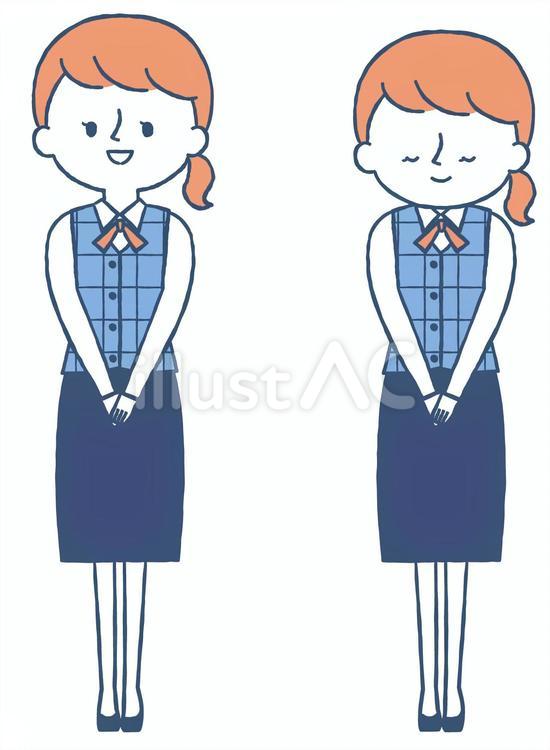 お辞儀するOLさん 人物,女性,会社員のイラスト素材