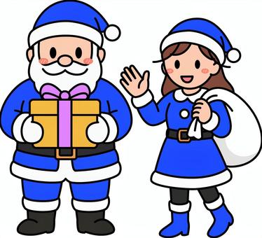 青のサンタの男女です。