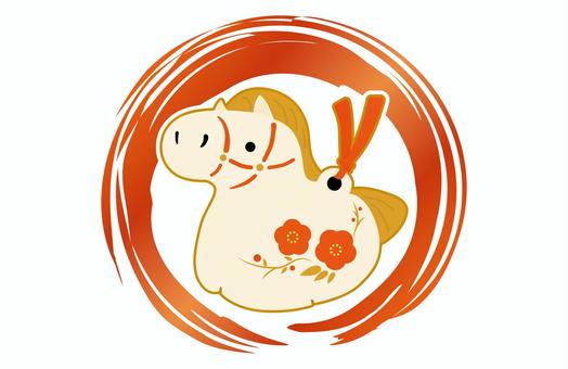 2026年馬年の年賀状イラスト素材　4 午年,午,2026,2026年,馬,馬年,年賀状,お正月,１月,冬のイラスト素材