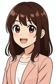 アニメ風の笑顔の女性イラスト