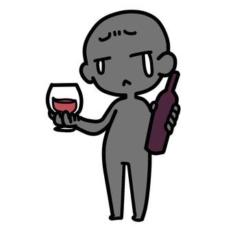 ワイン片手に泣くシルエット人物 シルエット,ワイン,泣く,涙,悲しい,不安,現実逃避,つらい,ストレス,逃げるのイラスト素材