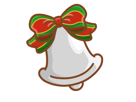 クリスマスベル（シルバー） シルバー,クリスマス,銀,ベル,鐘,手描き,一つ,一個,ワンポイント,かわいいのイラスト素材