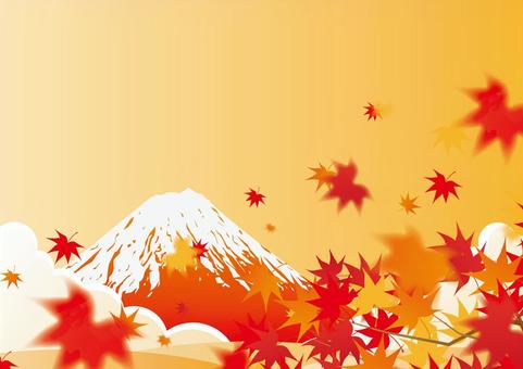 秋の夕暮れの富士山と紅葉 秋,紅葉,富士山,日本,雲,自然,夕暮れ,背景のイラスト素材
