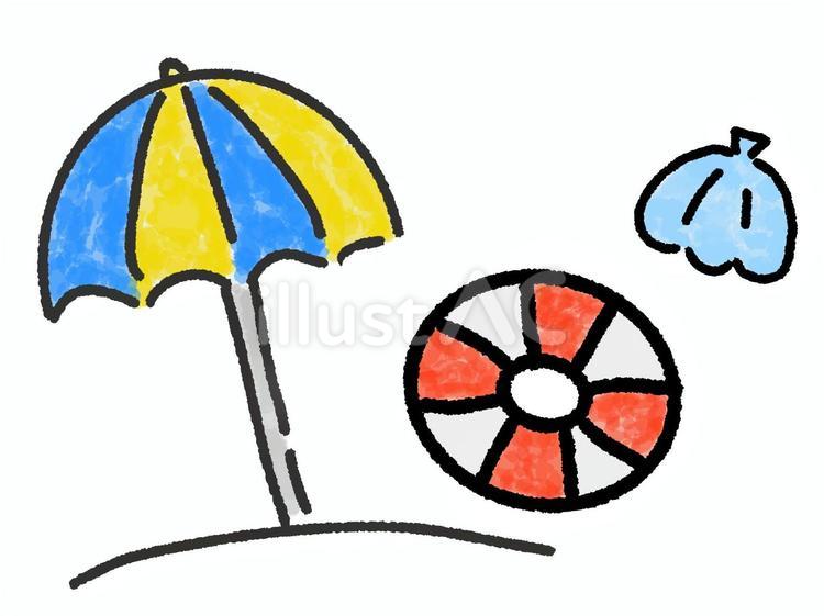 海のアイテム パラソル,うきわ,浮輪のイラスト素材