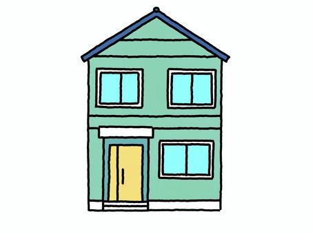 二階建て住宅 住宅,一戸建て,２階建て,家,シンプル,線画,手描き,建物のイラスト素材