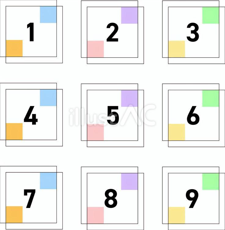 四角のアクセントの数字アイコン・カラフル 文字,アイコン,セットのイラスト素材