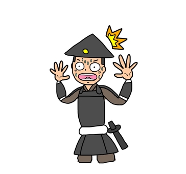 驚く戦国時代の足軽 足軽,侍,武士,鎧武者,戦士,兵士,日本,和風,歴史,日本史のイラスト素材