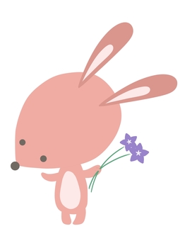 Illustration of a rabbit with a bellflower, أرنب, مدعوم من ترجمة, زهرة, JPG and PNG