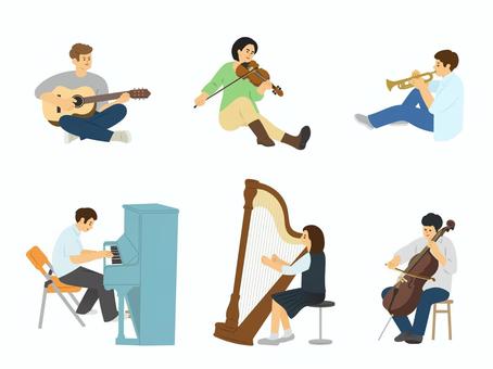 楽器を演奏する人／カラー