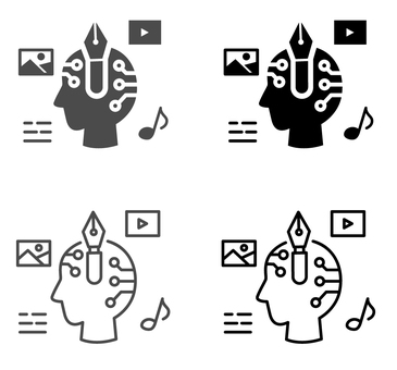 生成AIで写真や動画や文章や音楽を作成 生成ai,ジェネレーティブai,脳,ai,人工知能,写真,画像,絵,動画,映像のイラスト素材