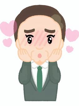 中年男性ハート 男性,ハート,赤面,惚れる,一目惚れ,恍惚,うっとり,中年,おじさん,スーツのイラスト素材
