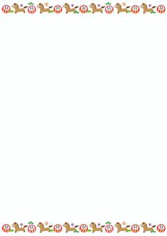 午年馬とだるまと松竹梅の縦ラインフレーム 午,年賀,正月,年賀状,午年,2026,お正月,はがき,フレーム,馬のイラスト素材