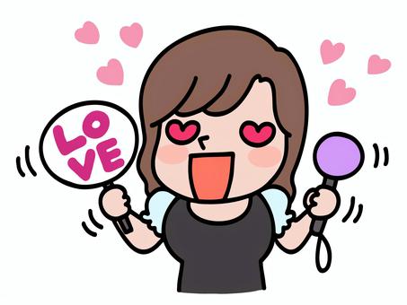 推し活2　応援　うちわ　ペンライト 推し活,オタ活,応援,うちわ,ペンライト,ハート,love,アイドル,ライブ,コンサートのイラスト素材