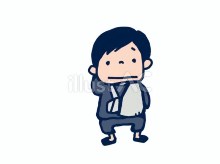 手を骨折して困った少年 骨折,怪我,少年のイラスト素材