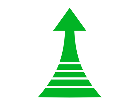 Upward green arrow with tapering white stripes, , JPG and PNG