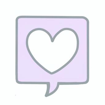 吹き出し　ふきだし　ハート　いいね 吹き出し,ハート,四角,紫,ラベンダー,白,パステルカラー,いいね,好き,goodのイラスト素材