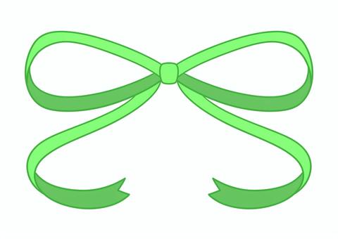リボン４ リボン,グリーン,緑,みどり,細い,シンプル,手描き,素材,イラストのイラスト素材